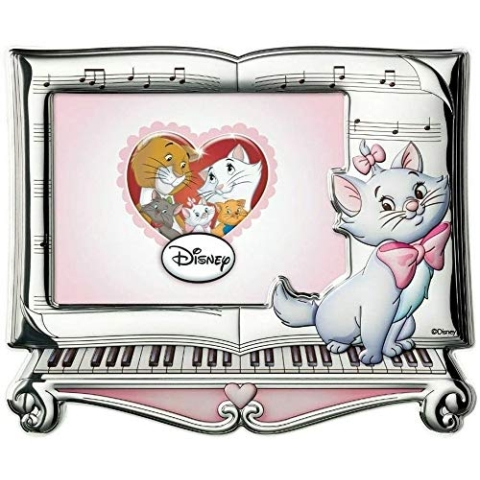 Disney Baby - Bilderrahmen zum Hinstellen -aus Silber- Aristocats-Design - Premium-Kollektion - ideal für das Kinderzimmer - perfekt als Geschenkidee zur Taufe - farbiges 3D-Motiv des Kätzchens Marie