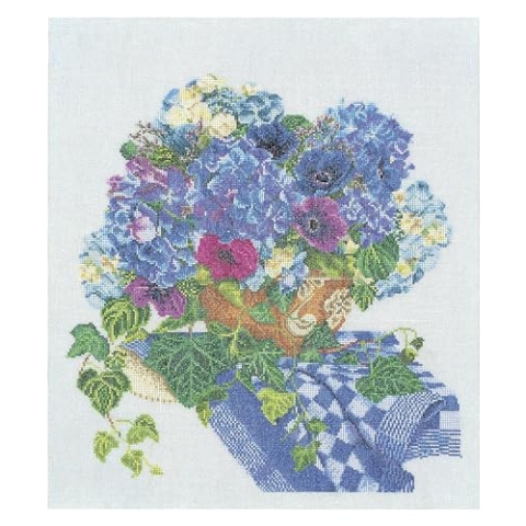 Thea Gouverneur - Kreuzstich-Set - Hortensien-Anemone - Aida - 16 Count - Für Erwachsene - 3025A