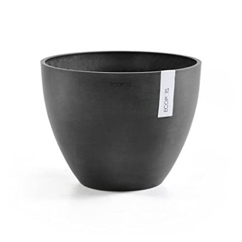 Ecopots Blumentopf Antwerp Dunkelgrau - Durchmesser Ø 40 cm rund groß - Pflanzentopf aus Recycling Kunststoff - Übertopf modern für Indoor und Outdoor