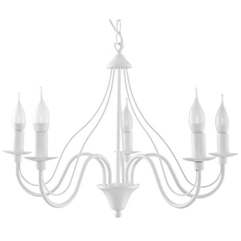SOLLUX lighting Minerwa Kronleuchter Chandelier Candlestick - Deckenlampe Hängend - Hängelampe Wohnzimmer Esstisch Lampe Schlafzimmer - Pendelleuchte 5 x 40 W Stahl 60 x 60 x 80 cm Weiß 5 Flammen