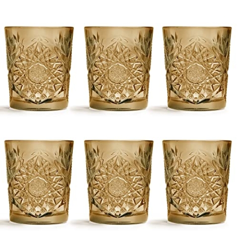 Libbey Trinkglas Hobstar Ocker - 355 ml / 35,5 cl - 6 Stück - Vintage-Design - spülmaschinenfest - hohe Qualität