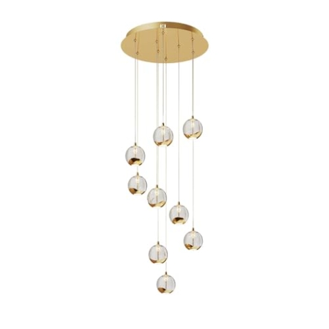 Lucande LED Pendelleuchte Hayley (Design, Modern) in Gold/Messing aus Glas (9 flammig) - Hängelampe Esstischlampe Hängeleuchte Wohnzimmerleuchte