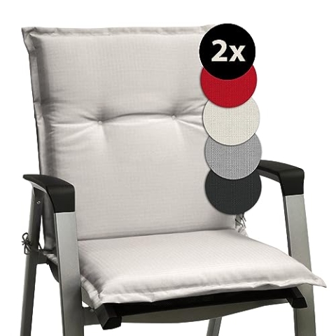 Beautissu 2er Set Niedriglehner Auflagen 100x50 cm Base NL – Bequemes Sitzkissen 6cm Dickes Sitzpolster Sitzauflage für Garten Balkon Camping Stuhl – Gartenstuhlauflage Niederlehner Natur