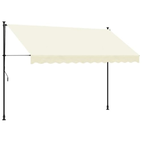 vidaXL Markise, Klemmmarkise Einziehbar, Sonnenmarkise für Balkon Garten Terrasse, Balkonmarkise Einstellbare Höhe, Creme 300x150cm Stoff Stahl