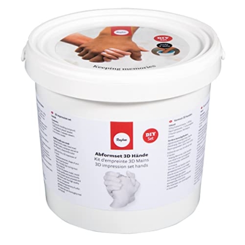 Rayher Abform-Set Hände, Bastelpackung, Hände in 3D-Optik gießen, 500 g Abformmasse + 1000 g Gipspulver, Geschenk zur Hochzeit, 34471000