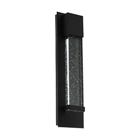 EGLO LED Außen-Wandlampe Villagrazia, 2 flammige Außenleuchte, Wandleuchte aus Alu und Glas, Farbe: Schwarz, Glas: klar mit Lufteinschlüssen, L: 30 cm, IP44
