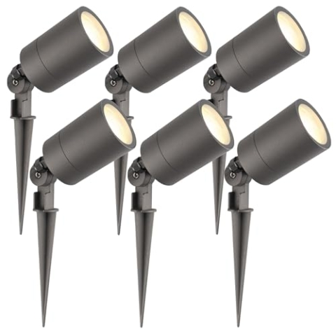Ledvion - 6X LED Gartenstrahler, Anthrazit, IP65, 5W, 2700K, 2M Kabel, LED Spots, Gartenspots