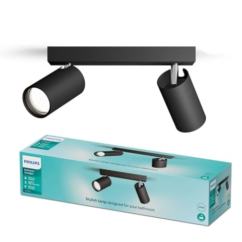Philips Idris LED 2er Spotleuchte, GU10 Lampe nicht enthalten, Schwarz, IP44, wasserfest
