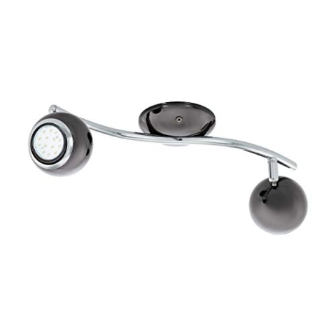 EGLO LED Deckenlampe Bimeda, 2 flammige Deckenleuchte, Deckenstrahler aus Metall in Nickel-Nero und Chrom, Wohnzimmerlampe, Spots inkl. GU10 Leuchtmittel, warmweiß