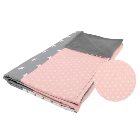 ULLENBOOM ® Kinderdecke 100x135 cm Rosa Grau (Made in EU) - Babydecke aus 100% OEKO TEX Baumwolle & Fleece, ideal als Kuscheldecke