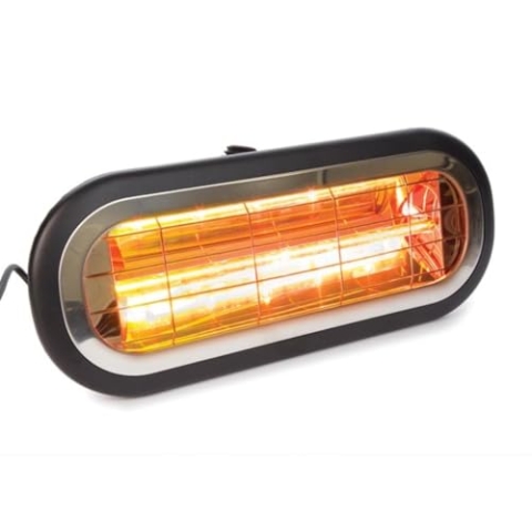 Perel Terrassen-/Sonnenschirm-Heizstrahler, 2000 W, Low Glare, Ein-/Ausschalter, Montagehalterung, spritzwassergeschützt, 1 Heizstufe, Metall, Schwarz