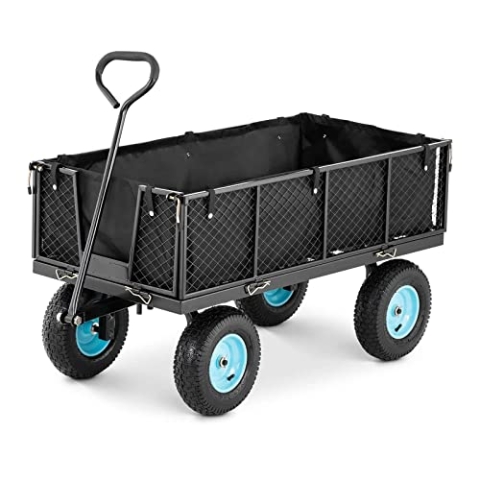 hillvert HT-Twin 550 Bollerwagen faltbar 550 kg wasserdicht 142 x 69 x 94 cm schwarz Gummiräder gepolsterter Griff mit 139 cm Länge Handwagen Gerätewagen Transportwagen Gartenwagen Faltbollerwagen