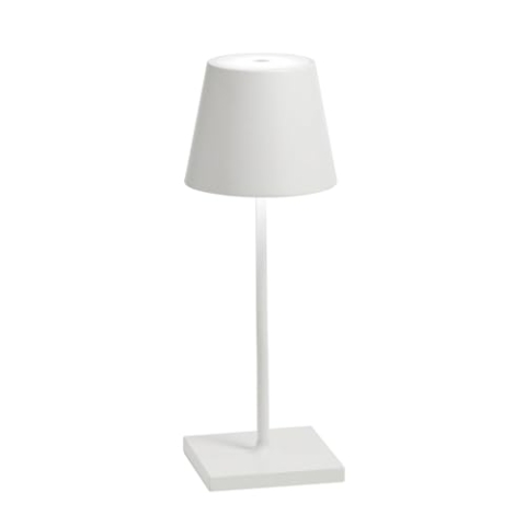 Zafferano, Poldina Pro Mini Lampe, Kabellose, Wiederaufladbare Tischlampe mit Touch Control, Auch für den Außenbereich Geeignet, Dimmer, 2200-3000 K, Höhe 30 cm, Farbe Weiß