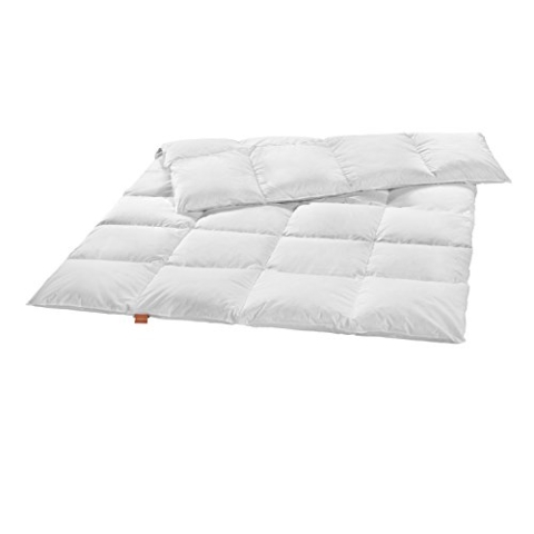 sleepling Baby & Kinder Daunendecke 100 x 135 cm, medium Ganzjahresbettdecke, Neue weiße Daunen (90%) und Federn (10%), Made in EU, Downpass, Ökotex, Daunenbatist, 60 Grad waschbar, weiß
