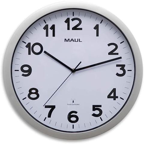 Maul Radio Controlled Clock, Silver, Diameter 40 cm