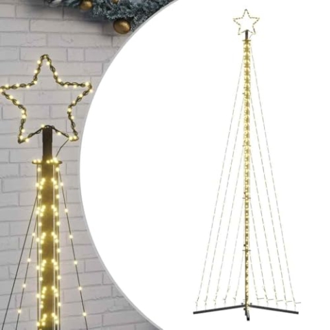 vidaXL LED Weihnachtsbaum, Beleuchtet Tannenbaum 8 Lichteffekte, Christbaum Lichterbaum Innen Außen, Weihnachtsdeko Weihnachtsbeleuchtung, 495 LEDs Warmweiß 300,5cm