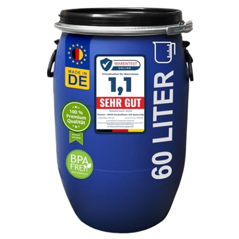 Kunststoff-Weithalsfass PE 60 L blau m. UN-Kennzeichnung
