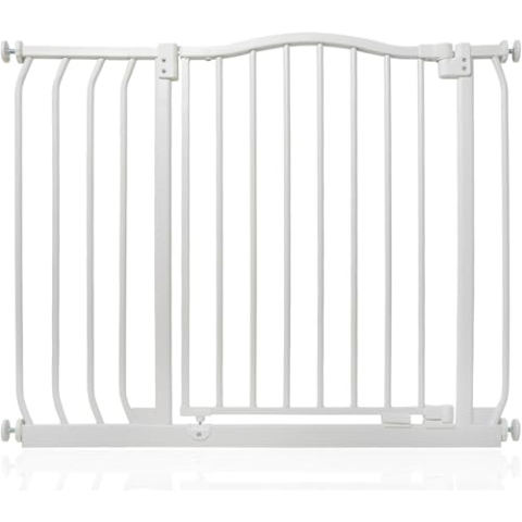 Safetots Treppenschutzgitter mit Gebogenem Oberen Teil, 89cm - 98cm, Mattweiß, Treppenschutzgitter mit Druckbefestigung, Babygitter für Türen