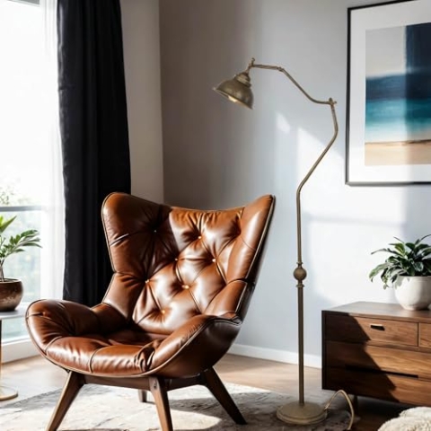 Licht-Erlebnisse Stehlampe Antik Messing Bronze Handarbeit Premium Maritim E27 Vintage Standleuchte Schlafzimmer Flur Wohnzimmer