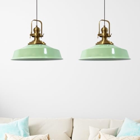 bamyum Asletl Pendelleuchte Esstisch Minzgrün 2 Flammig Metall Ø41 cm, Hängelampe Esstisch Wohnzimmer, Hängelampe Industrial Vintage, Küchenlampe Vintage, Pendelleuchte Minzgrün, Esstischlampe