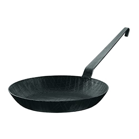 RÖSLE Bratpfanne Schmiedeeisern Serie 1888, Hochwertige, mit hohem Rand für knusprige Bratkatoffeln und kurzgebratenes Fleisch, Grill- und Induktionsgeeignet, hoch 28 cm, Schwarz