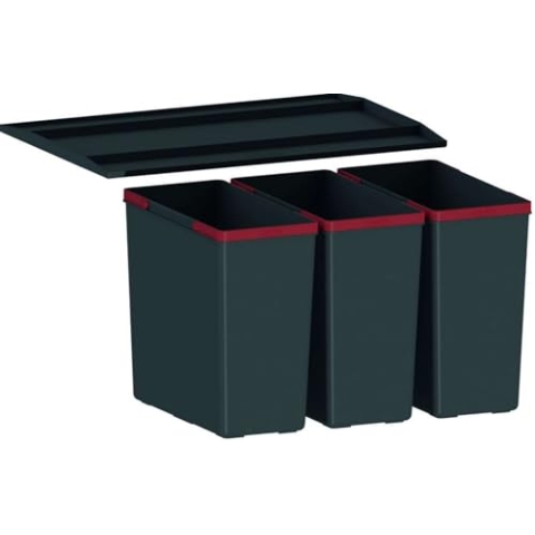 Franke Easysort 600-3-0 Abfallsorter Abfalleimer Mülleimer Abfallsammler, Plastik, schwarz, 37,8 x 56,4 x 34,3 cm