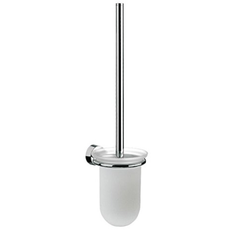 EMCO Rondo 2 Garnitur, Glas satiniert, Toilettenbürste mit Bürstenhalter, Wandmontage-41500101, Chrom, Sonstige, One Size