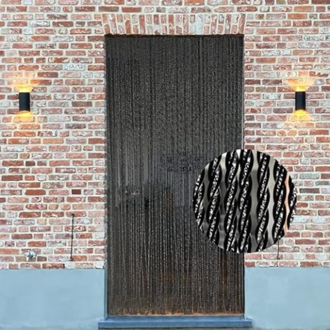 Trente Fliegenvorhang Verschiedene Größen und Farben, Balkontür Fliegengitter, Insektenschutz Luxe, Fliegenvorhang Schwarz 90 x 220 cm