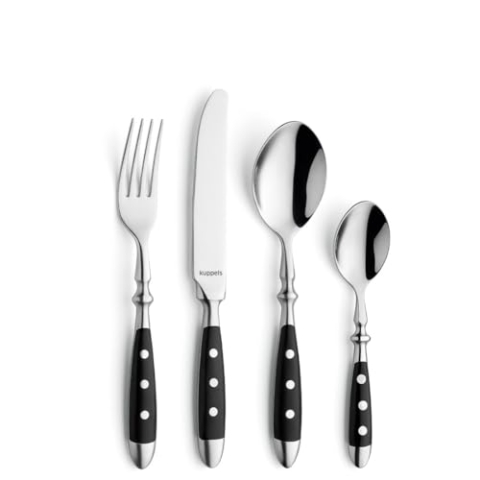 Kuppels COUNTRY Besteckset 6 Personen | 24-teilig | 6 Menümesser, 6 Menügabeln, 6 Menülöffel, 6 Kaffeelöffel | Edelstahl 18/0 hochglanzpoliert | Spülmaschinenfest | 3-fach genietete Griffe
