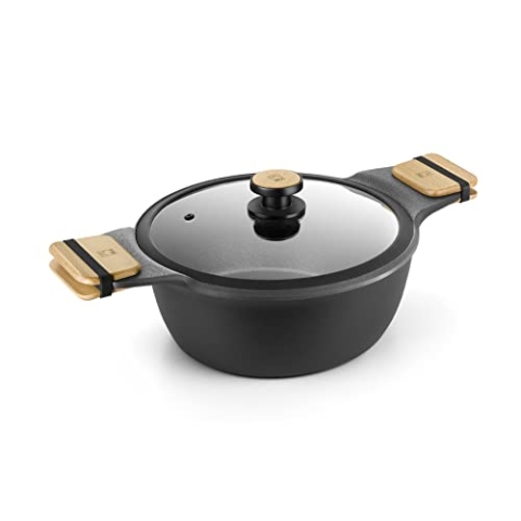 BRA A790324 Market-Kochtopf hoch 28cm, Aluminiumguss, ultraverstärkte Antihaftbeschichtung ohne PFOA, für alle Herdarten und Induktion geeignet, schwarz, Aluminium