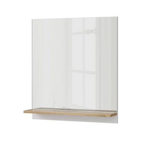Vicco Badspiegelschrank Marelle, Weiß/Artisan-Eiche, 60 x 67 cm mit Regal