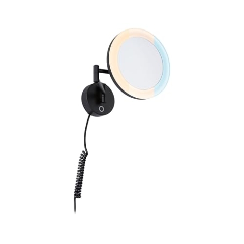 Paulmann 71149 LED Kosmetikspiegel Masua IP44 White Switch 55lm 230V 4W Schwarz matt 3-fach Vergrößerung
