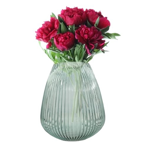 Point-Virgule Vase, deko Wohnzimmer, blumenvasen aus Glas, wunderschön, grün, 24.5x28cm