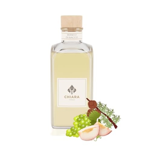Chiara Firenze Raumduft Bianco di Bacco 500 ML Flasche + Stäbchen Made in Italy Weiße Trauben - Weißer Pfirsich - Zypressenharz