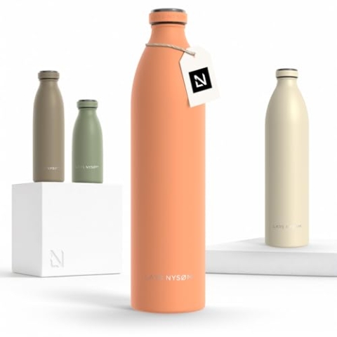 LARS NYSØM Edelstahl Trinkflasche 350ml, 500ml, 750ml, 1L, 1 5 liter | Thermosflasche Kohlensäure geeignet | Auslaufsichere Wasserflasche für Sport, Outdoor, Schule (Pumpkin Orange, XL 1500ml)