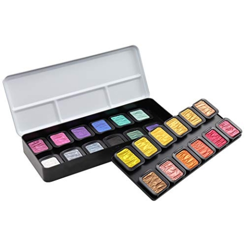 Finetec F2400 Metallfarbkasten, deckenden Perlglanzfarben „Colourful“, 24 Farben, 1 Stück (1er Pack)
