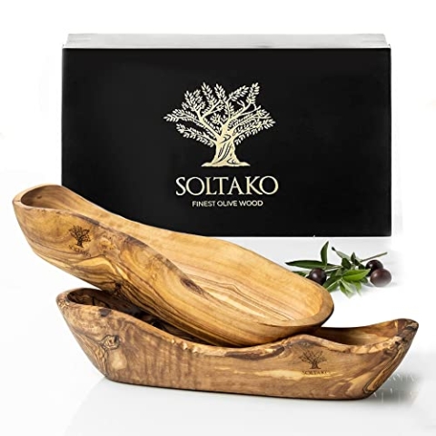 SOLTAKO Olivenholz Schale länglich in M 2er Set Le Boulanger