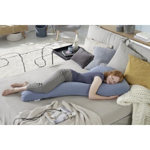 Theraline my7 Seitenschläferkissen mit Bezug, waschbar 60°C, Stillkissen & Lagerungskissen ergonomisch mit integriertem Kopfkissen, Kissen für Seitenschläfer mit wattiertem Bezug für mehr Komfort