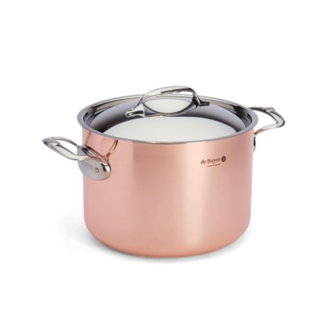 de Buyer - Hoher Kochtopf aus Kupfer PRIMA MATERA mit Deckel aus Edelstahl - 24 cm - 6243.24