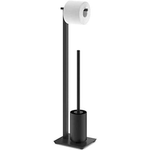 ZACK 40508 Carvo Butler Bürste + Toilettenpapier, Edelstahl, Schwarz