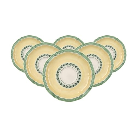 Villeroy & Boch French Garden Fleurence Kaffee-/Teeuntertassen 6er Set, 15 cm, Runde Unterteller in französisch-rustikalem Stil, Premium Porzellan, Weiß/Bunt