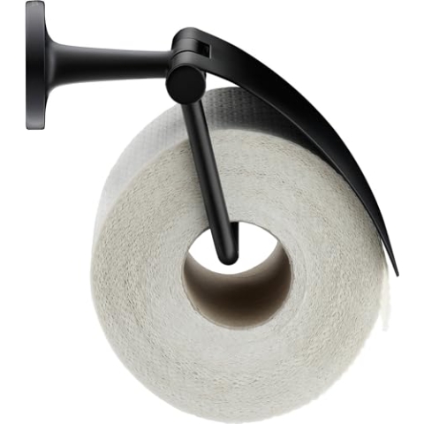 Duravit Papierrollenhalter Starck T, Toilettenpapierhalter mit Deckel für 1 Rolle, Klopapierhalter Wandmontage, Schwarz Matt