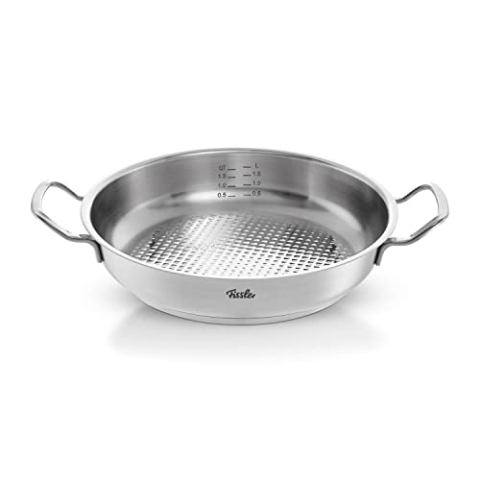 Fissler Original-Profi Collection/Edelstahl-Servierpfanne rund (2 L, Ø 24 cm) novogrill Bratfläche, Innenskalierung - Induktion