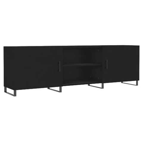 vidaXL TV Schrank, Fernsehschrank mit Eisenbeinen, Fernsehtisch für Wohnzimmer, Lowboard Sideboard TV Ständer TV Gerät, Schwarz Holzwerkstoff