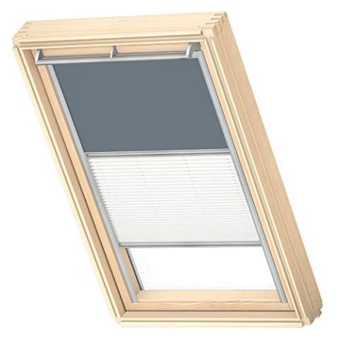 VELUX Original Dachfenster Duo Verdunkelungsrollo für MK06, Blaugrau, mit Grauer Führungsschiene