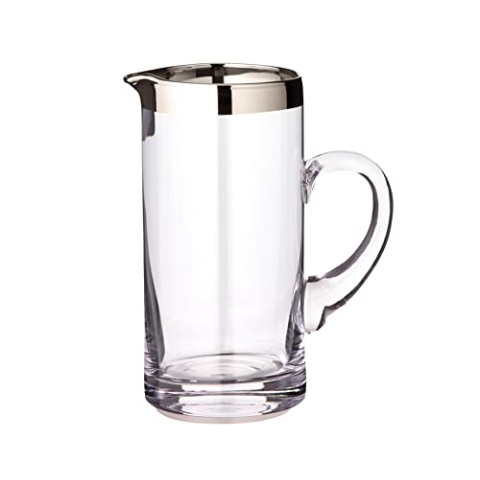 EDZARD Krug Robert, mundgeblasenes Kristallglas mit Platinrand, Höhe 20 cm, Durchmesser 10 cm, Fassungsvermögen 1 Liter