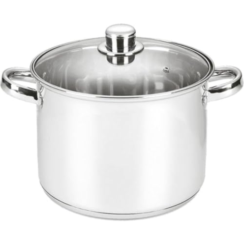 Michelino Edelstahl Kochtopf mit 3-schichtigem Alu-Thermoboden, Silber (13 Liter)
