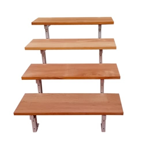 Holztreppe aus exotischem Holz, mit Treppenwangen aus Stahl, 2 bis 5 Stufen, Hartholz (4 Stufen, 80 cm)