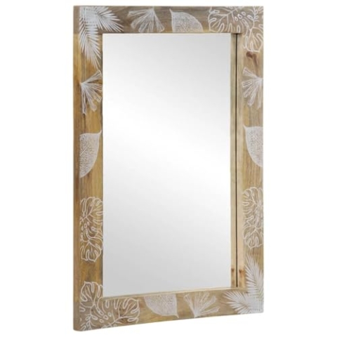 vidaXL Badspiegel Grau 50x3x70 cm Massivholz Mango, Badezimmerspiegel, Bad Spiegel, Schminkspiegel, Badezimmer Spiegel, Wandspiegel, Waschraumspiegel