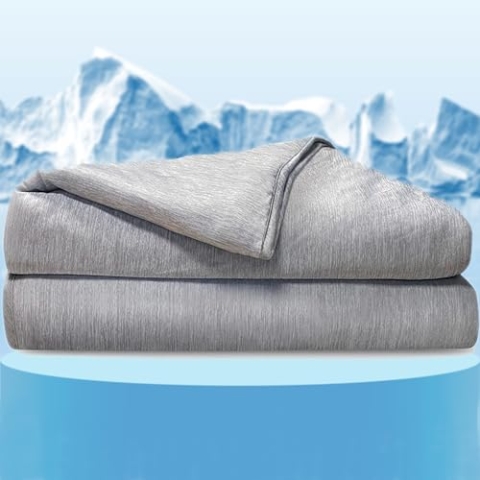 Pasper Kühldecke 200 x 220 cm - Sommerdecke selbstkühlend - Q-max < 0.43 - Kuscheldecke Grau - dünne Decke - für Menschen, Kinder, Babys und Haustiere